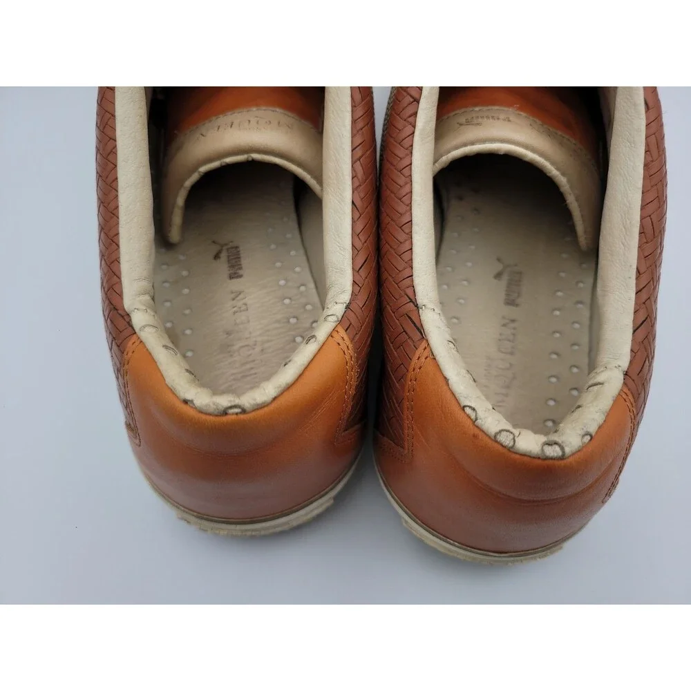 Puma Alexander McQueen Tan Woven Leather Sneakers 356139-02 Men's Size 10 MCQ